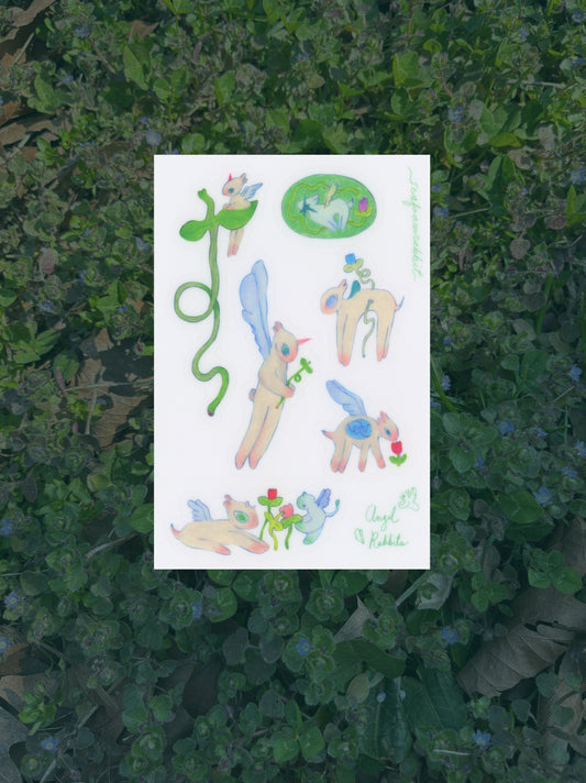 angel rabbits sticker sheet